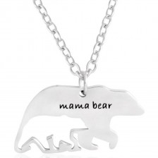 Metal Mama and Baby Bear Necklace